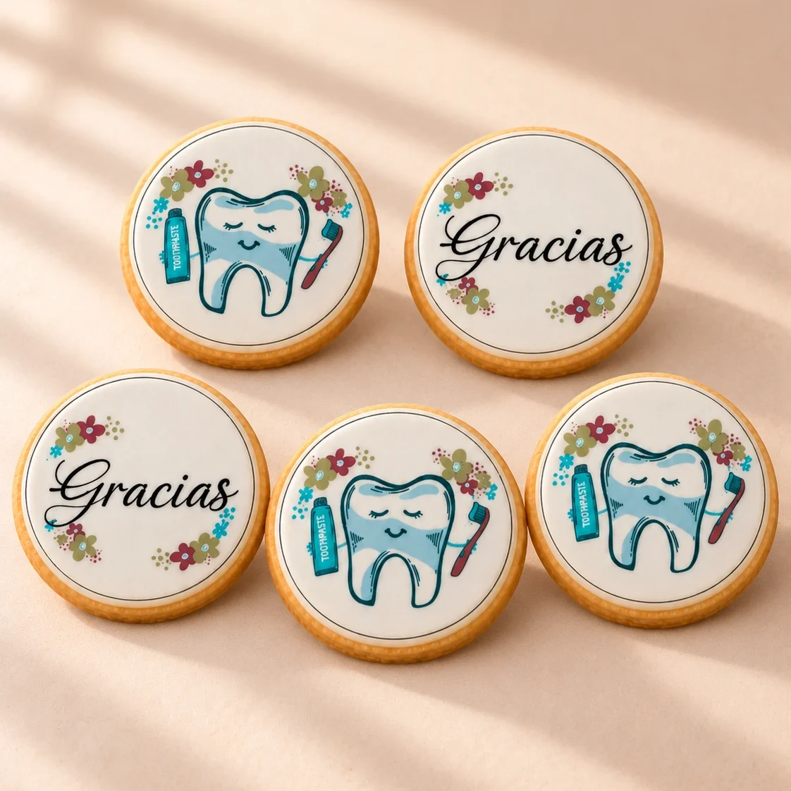 Ejemplo de galletas personalizadas dentales con impresión comestible